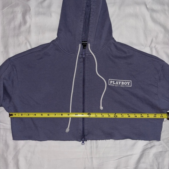 Playboy By PacSun Active Slate Blue Crop Hoodie - Picture 7 of 8